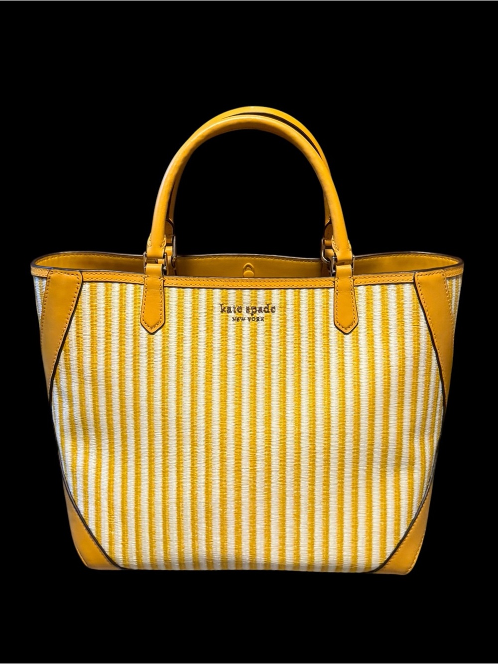 Kate Spade New York Buddie Striped Straw Tote - Picture 4 of 14